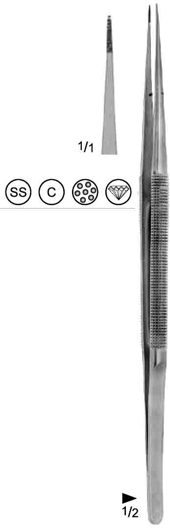 SERAMİK KAPLI MİKRO SUTUR PENSETİ DİŞLİ 0.8MM DÜZ 21CM